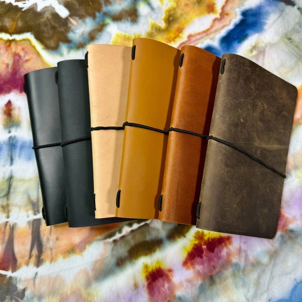 Handcrafted leather journal notebook cover -6.25”x4” pick your color